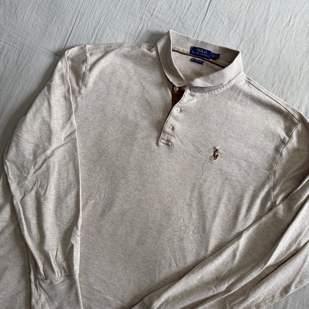 Polo Ralph Lauren Rugby Flesh Shirt Pima Cotton Soft Touch Beige Men’s XL Preppy